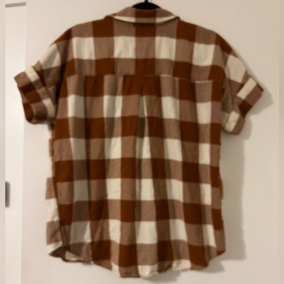 Duluth brand Tan and White Checkered Button-Down Shirt size S (M105) - Picture 5 of 8